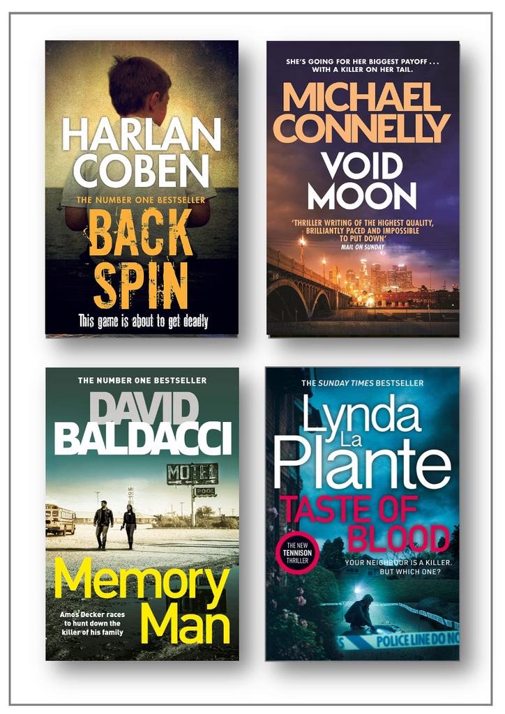 Four flat paperback books 